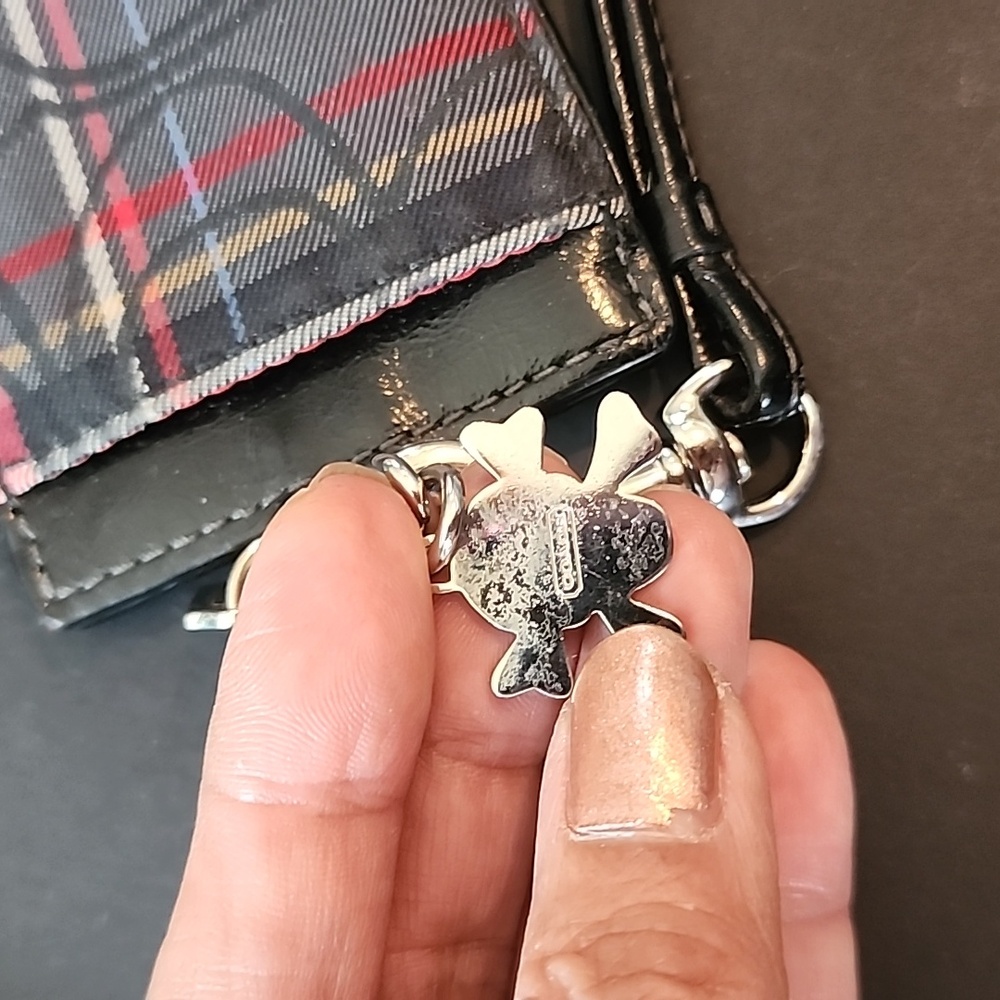 COACH Plaid Lanyard Card Holder with coach/skull Tags - Picture 4 of 7